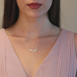 Sapphire Studded Angel Wing Necklace in Solid 14k Yellow Gold