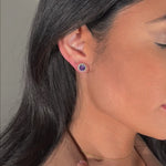 Yellow Gold Amethyst Sapphire Halo Stud