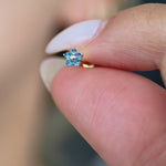 Blue Topaz Flower Flat Back Stud Earrings in Solid 14k Yellow Gold