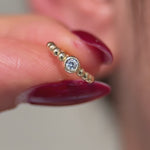 Beaded Bubble Cuff with Stud in Solid 14k Yellow Gold