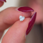 Stone Heart Flat Back Stud Earrings in Solid 14k Yellow Gold