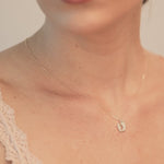 Baby Feet Sapphire Necklace in Solid 14k Yellow Gold