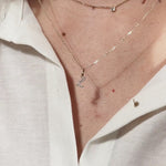 Cursive Diamond Initial Necklace in Solid 14k White Gold - L