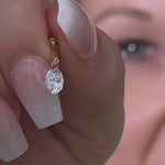 Yellow Gold Floating Lab Grown Diamond Drop Flat Back Earring