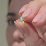 Yellow Gold Floating Round Diamond Flat Back Earring