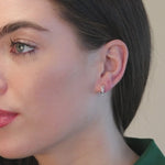 Diamond Filigree Huggie Hoops in Solid 14k White Gold