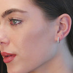 Diamond Dome Huggie Hoops in Solid 18k White Gold