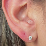 Natural Diamond Flat Back Stud Earrings Bezel Set in Solid 14k White Gold