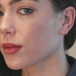 Diamond Triple Huggie Illusion Stud Earrings in Solid 14k White Gold