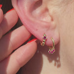 Ruby Charm Hoop in Solid 14k Yellow Gold