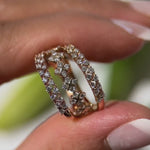 Double Row Diamond Eternity Ring in Solid 14k Yellow Gold