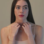 Sapphire Pavé Crescent Moon Necklace in Solid 14k Yellow Gold