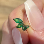 Green Emerald Marquise Wing Flat Back Stud Earrings in Solid 14k Yellow Gold