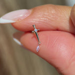 Solid 14k Yellow Gold Pink Marquise Dagger Earring