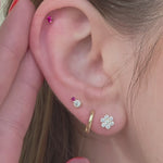 Diamond and Ruby Flat Back Stud Earrings in Solid 14k Yellow Gold