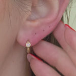 Bezel Set Opal Huggie in Solid 14k Yellow Gold