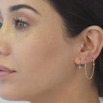 Diamond Spike Charm Illusion Hoop Ballback Earring in Solid 14k Yellow Gold