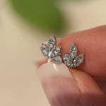 Leaf Diamond Earrings in Solid 10K White Gold