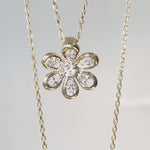 Six Petal Diamond Flower Pendant Bezel Set in Solid 10k Yellow Gold