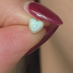 Yellow Gold Opal Heart Flat Back Earring