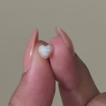 Yellow Gold Opal Heart Flat Back Earring
