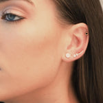 Diamond Flower Ear Climber Earring in Solid 14k Yellow Gold