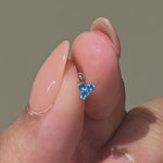 White Gold Aquamarine Trinity Cluster Flat Back Stud