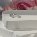 Diamond Curve Double Layer Band in Solid 14k White Gold