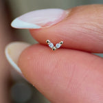 Yellow Gold Chevron Flat Back Stone Stud Earring