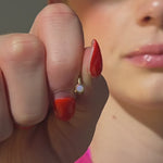 Pink Opal Huggie Earring in Solid 14k Rose Gold