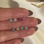 Amethyst Flower Flat Back Stud Earrings in Solid 14k Rose Gold