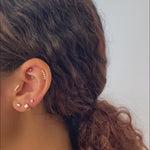 Gemstone Flat Back Stud Earrings Milgrain Set in Solid 14k Yellow Gold