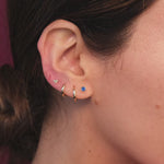 Minimalist Bee Flat Back Stud Earrings in Solid 14k White Gold