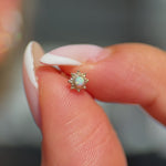 Yellow Gold Sunburst Opal Flat Back Earring