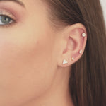 Cubic Zirconia Pavé Triangle Earrings in Solid 14k Yellow Gold