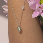 White Gold Bubble Heart Diamond Station Necklace