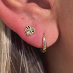 Yellow Gold Diamond Cut Heart Flat Back Earring