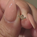 Yellow Gold Snake Threaded Flat Back Earring