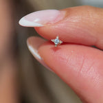 Yellow Gold Beaded Flat Back Stone Stud Earring