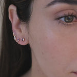 Amethyst Huggie Hoop in Solid 14k Rose Gold