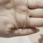 Classic Beaded Chain Necklace in Solid 14k Yellow Gold