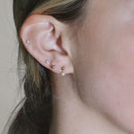 Gold and Pearl Drop Flat Back Stud Earrings in Solid 14k Yellow Gold