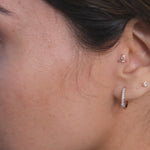 Rose Gold PavÃ© Diamond Huggie Hoop