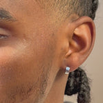 Wide Huggie Hoop Earring in Solid 14k White Gold