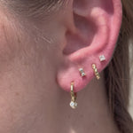 Yellow Gold Princess Cut Diamond Flat Back Earring