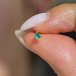 Triangle Cut Emerald Flat Back Stud Earrings in Solid 14k Yellow Gold