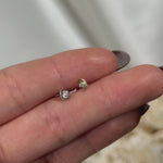 Diamond Crescent Moon Flat Back Stud Earrings in Solid 14k Yellow Gold