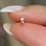 Yellow Gold Beaded Drop Flat Back Stone Earring