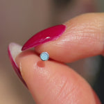 Round Pink Opal Flat Back Stud Earrings Bezel Set in Solid 14k White Gold