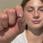 Triple Marquise Gemstone Drop Flat Back Stud Earrings in Solid 14k Yellow Gold